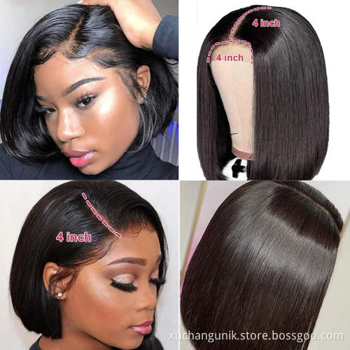 wholesale virgin hair vendors 100% Virgin Brazilian Hair cuticle aligned 13x4 frontal bob wigs natural human hair short Wig